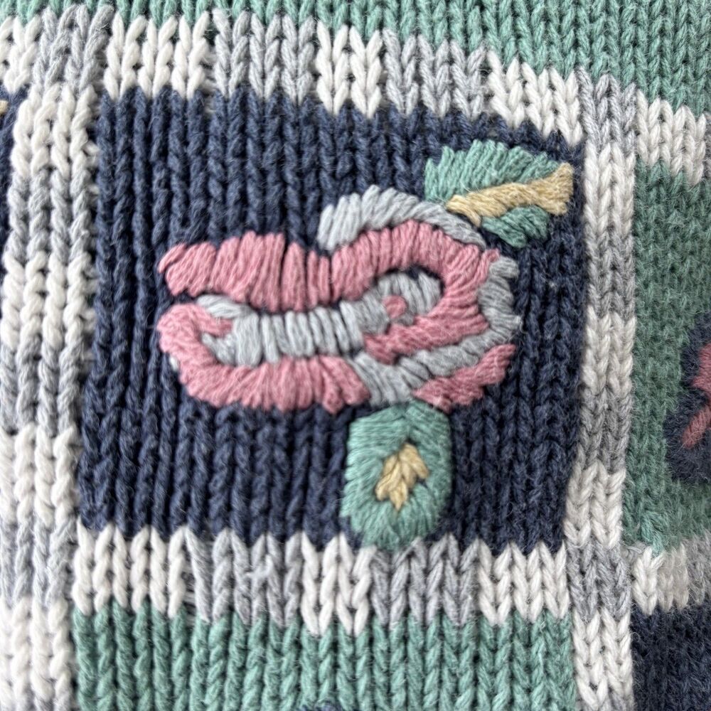 Vintage Floral Cottagecore Sweater Size M Granny Embroidered Feminine Spring - Picture 5 of 14